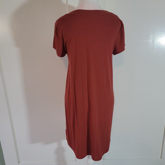 C&C California Size S T-Shirt Mini Dress Light Burgundy V-Neck Casual Summer - Picture 3 of 10
